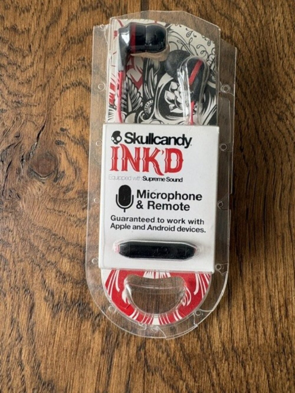 NEW Skullcandy Ink'd Wired Earbuds with Mic & Remote Black Red